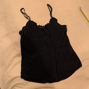 Black tank top with ruffled edge